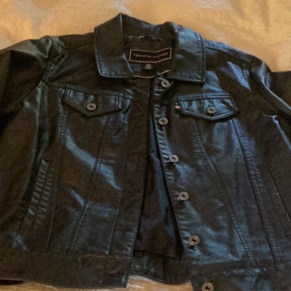 Tommy Hilfiger Navy Blue Woman’s leather like jacket Large